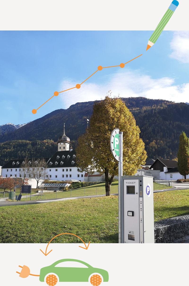 Parkautomat in der Gemeinde Stams in Tirol